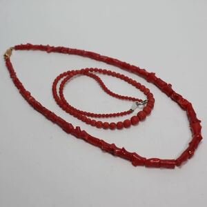 13).. necklace coral K14 K18WG stamp red coral accessory 