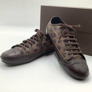 良品 LOUIS VUITTON MENS ダミエ PVCレザー ローカットスニーカー ルイヴィトン LV レザーシューズ ブラウン 7 1/2 26cm