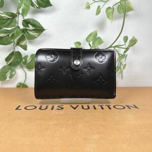 1円 LOUIS VUITTON ルイヴィトン ヴェルニ 財布 がま口 ヴィエノワ シリアルナンバー MI0085 ブラック×ベージュ