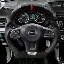 SUBARU スバル インプレッサ GP/GJ 前期 (11-14) D型 ステアリング ホイール ハンドル スエード調xパンチングレザー トップマーク有_画像2