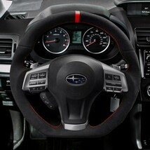 SUBARU スバル インプレッサ GP/GJ 前期 (11-14) D型 ステアリング ホイール ハンドル スエード調xスエード調 トップマーク有_画像2