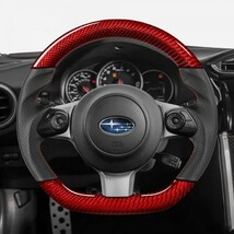 SUBARU スバル BRZ ZC6 後期 (16-20) D型 ステアリング ホイール ハンドル レッドカーボンxパンチングレザー トップマーク無_画像2