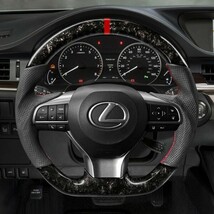 LEXUS レクサス LM 30系 (20-23) D型 ステアリング ホイール ハンドル 鍛造カーボンxパンチングレザー トップマーク有_画像2