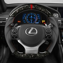 LEXUS レクサス CT 10系 (11-18) D型 ステアリング ホイール ハンドル 鍛造カーボンxパンチングレザー トップマーク有_画像2