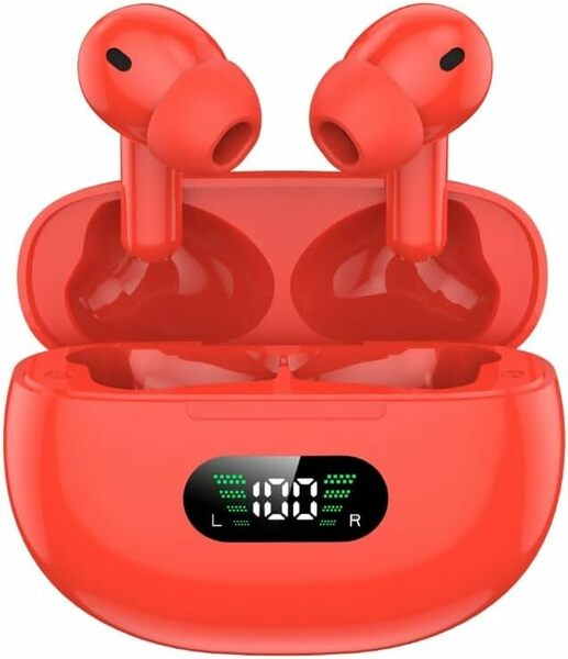 イヤホン Bluetooth イヤホン ワイヤレスイヤホン ブルートゥースイヤホン Bluetooth5.3+EDR搭載 カルナ型 自動ペアリング 瞬時接続　赤