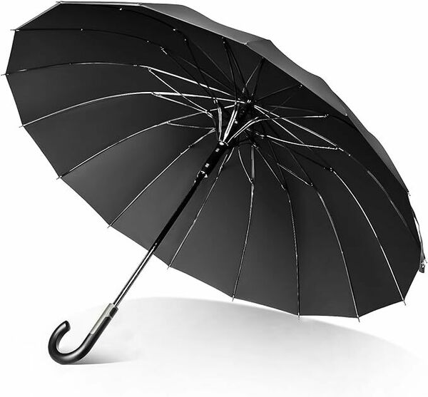 傘 メンズ 長傘 雨傘 【高強度16本骨 大きいサイズ】 直径115cm 丈夫なグラスファイバー骨 耐風 超撥水 ジャンプ傘 ワンタッチ