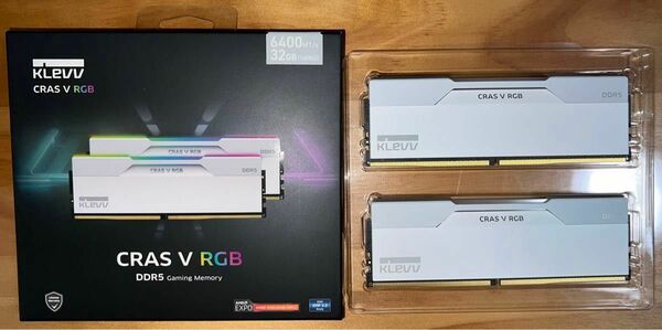KLEVV DDR5 6400 RGBメモリ CL32 16GB x 2枚 ホワイト KD5AGUA80-64A320J