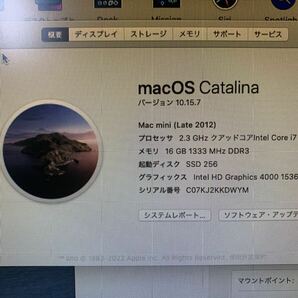 Mac mini A1347 / Core i7 2.3GHz / メモリ 16GB / SSD 256 + SATA 1TB / macOS Catalina Ver10.15.7の画像2