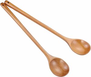  fashion wooden long steering wheel cooking spoon 2 pcs set height heat-resisting property restaurant for 