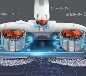 長さ調節可能なコードレス回転モップ 乾湿両用 スプレー機能付き