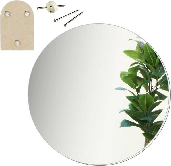 ファッション トイレや洗面所におすすめ、ノンフレーム丸型鏡、35×35cm、日本