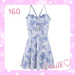 水着 ワンピース スカート 清楚 可愛い 綺麗 女の子 子ども ガール 160 ビーチ プール 海 旅行 スイミング おしゃれ