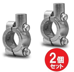 バイク ミラー ホルダー 2個セット ハンドル 22mm 汎用 クランプ ミラーマウント シルバー 10mm 正ネジ