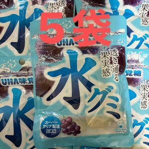UHA味覚糖 水グミ 巨峰味 5個セット 透き通る果実感 スーパークリア製法