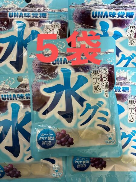UHA味覚糖 水グミ 巨峰味 5個セット 透き通る果実感 スーパークリア製法