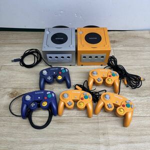 Nintendo Game Cube GC body 2 pcs orange silver DOL-001/DOL-003 controller 5 point set sale Junk [ tube 2915X]