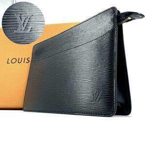 c652真贋済【ルイヴィトン】極美品” LOUIS VUITTON エピ ポシェット オム 黒 M52522 クラッチバック 鞄 セカンド ゴールド金具 ノームコア