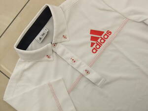  Adidas Golf adidas GOLF*L* Bick Logo & Bick знак стрейч рубашка-поло с коротким рукавом * TaylorMade Golf акционерное общество прекрасный товар 