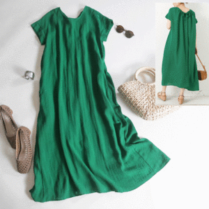 # used # Urban Research Sonny Label# back ribbon gya The - One-piece green!linen Like .... texture (fabric)!.. Silhouette!