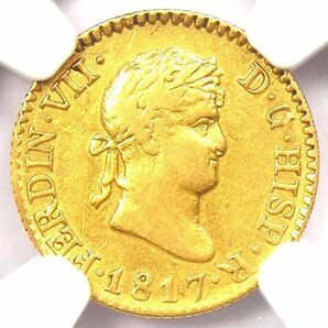 金貨 アンティーク 1817年 スペイン1/2 エクスード 鑑定保証品 世界8枚のみ アンティークコイン NGC ゴールド コイン