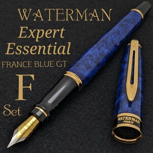 [未使用新品]　WATERMAN　ウォーターマン　万年筆　エキスパート　フランスブルーGT　細字　コンバーター　ボトルインク　付き　1KU1892