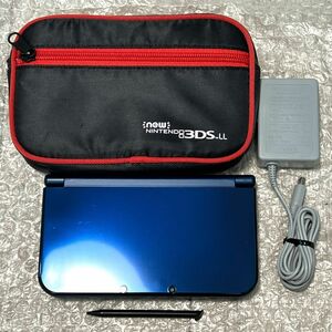〈美品・動作確認済み〉NEWニンテンドー3DSLL 本体 メタリックブルー 充電器 ポーチ RED-001 NINTENDO 3DS