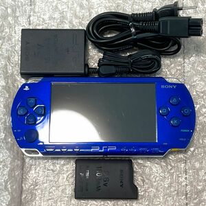 (. beautiful goods *FW3.50* operation verification ending )PSP-1000 body metallic blue charger PlayStation Portable initial model 