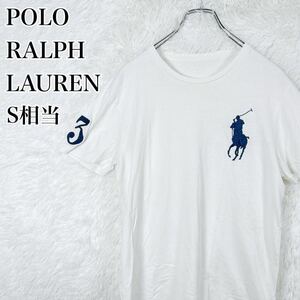 ポロラルフローレン POLO RALPH LAUREN クルーネック 半袖 Tシャツ カットソー ホワイト 白 ビッグポニー 古着 