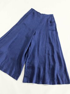 ☆美品☆sybillaシビラ/リネン100%ロングワイドフレアパンツ定価2.9万:M/青紺yu470