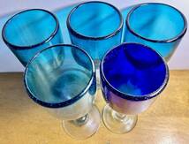 メキシコ産ワイングラス(青色)H＝約20cm W＝約7.5cmメキシコで、購入しましたアンティーク_画像2