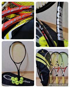 ジャンク テニスラケット 硬式 ラケットBabolat バボラ アエロストーム アエロチーム 中古　prince O3 RED テニス ケース付き テニスボール