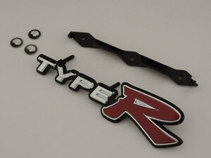 HONDA ホンダ純正 TYPE-R タイプR 用 フロント エンブレム & 固定用ナット3個セット 約120mm×30mm 流用 レッド 赤