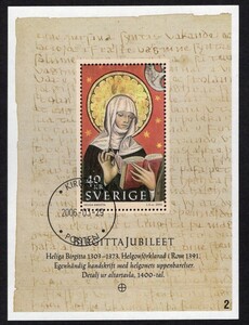 スウェーデン切手　2003年　St. Bridget　小型シート　使用済 （#2465）