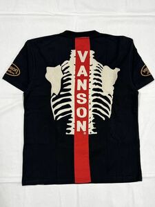 VANSON バンソン 刺繍 TEE 半袖Tシャツ NVST-2407 ブラック Lサイズ