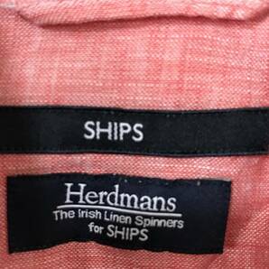 780☆【アイリッシュリネンシャツ 麻100％】SHIPS Herdnas シップス ピンク Mの画像4