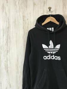 784☆【トレフォイルロゴ スウェットパーカー】adidas アディダス オリジナルス 黒 L