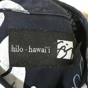 874☆【ハワイアン ボタンダウンシャツ】hilo hawaii アロハ L 紺柄の画像6