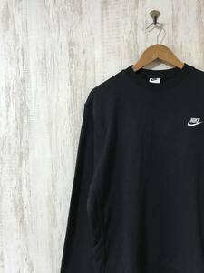 185☆【ワンポイントロゴ スウェットシャツ】NIKE ナイキ トレーナー 黒 XL