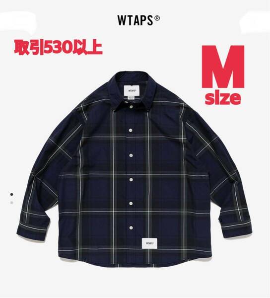 WTAPS 2024SS TXT 01 LS SHIRT NAVY CHECK Mサイズ ダブルタップス テキスタイル チェック シャツ ネイビー MEDIUM 