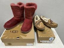 MMM8 1円～ シューズ2点セット UGG アグ ムートン ブーツ レディース レッド BAILEY RDWD ブラウン DAKOTA CHE 23cm_画像1