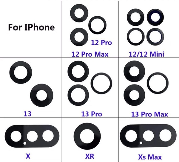 iPhoneX、iPhone11、iPhone12、iPhone13 シリーズ 専用カメラレンズ 背面カメラ 新品未使用品。貼付用両面テープ付き。修理・交換用部品
