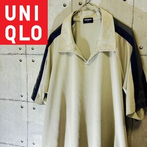 UNIQLOオールドユニクロ　ドライポロシャツ　サイドライン　M グレー 90s