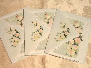 USA★キャロルウィルソン＊二つ折りカード3枚セット【八重薔薇】