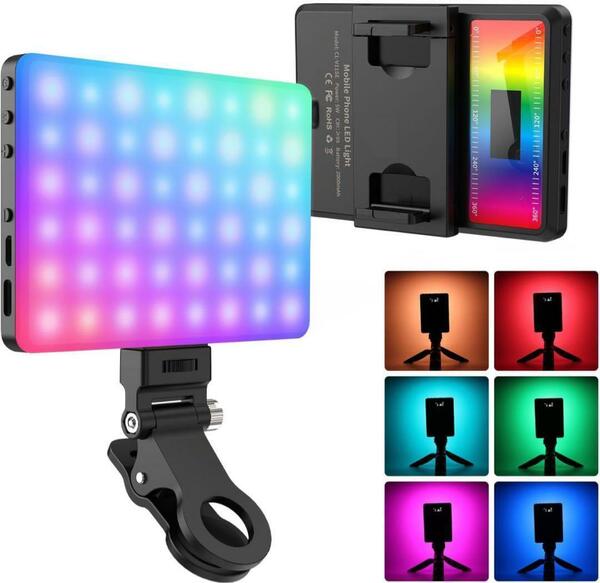 自撮りライト ビデオライト RGB撮影用ライト LEDビデオライト スマホライト