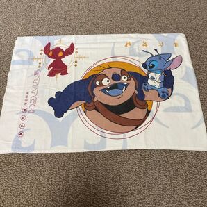 スティッチ①ヴィンテージ 袋状両面プリント リメイク生地 枕カバー 素材 ディズニー