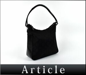 175430◆ GUCCI グッチ GG柄 ショルダーバッグ 肩掛け 鞄 バッグ 001.3766 ナイロン レザー 革 ブラック 黒 レディース/ B