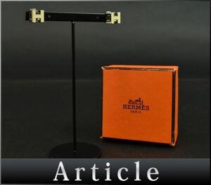 174861◆HERMES エルメス カージュドアッシュ Hキューブ ピアス アクセサリー アイボリー シルバー メンズ レディース ケース/ E