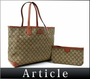 176269◇ GUCCI グッチ GGスプリーム スター トートバッグ 309498 PVC レザー 革 ベージュ ピンクブラウン レディース ポーチ/ B