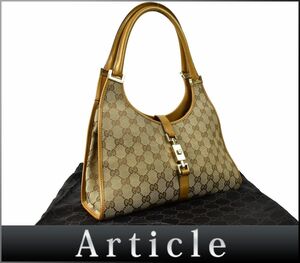 175322◆ GUCCI グッチ ジャッキー GG柄 ショルダーバッグ 肩掛け 002.1067 キャンバス レザー ベージュ ブラウン レディース/ B