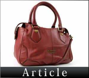 176497◇ BURBERRY バーバリー ブルーレーベル 2WAYトートバッグ ショルダーバッグ レザー レッド 赤 ゴールド金具 レディース/ B